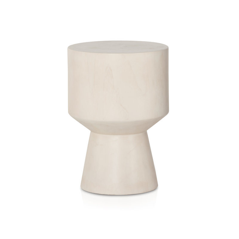 Jovie Outdoor Round Teak Side Table, Ivory Teak