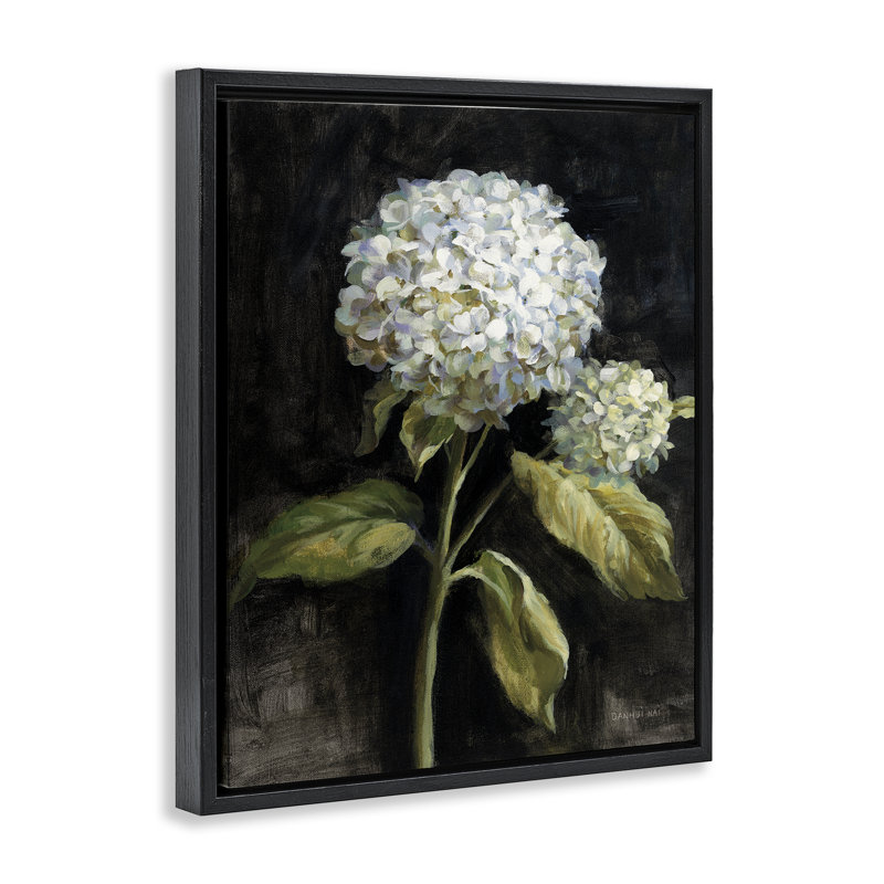  Hydrangea on Black Floater Canvas Wall Art by Danhui Nai, Cadre flottant noir de jais, H 21 po x l 17 po