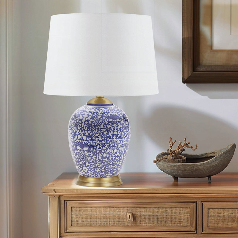 Lampe de table bleue en céramique
