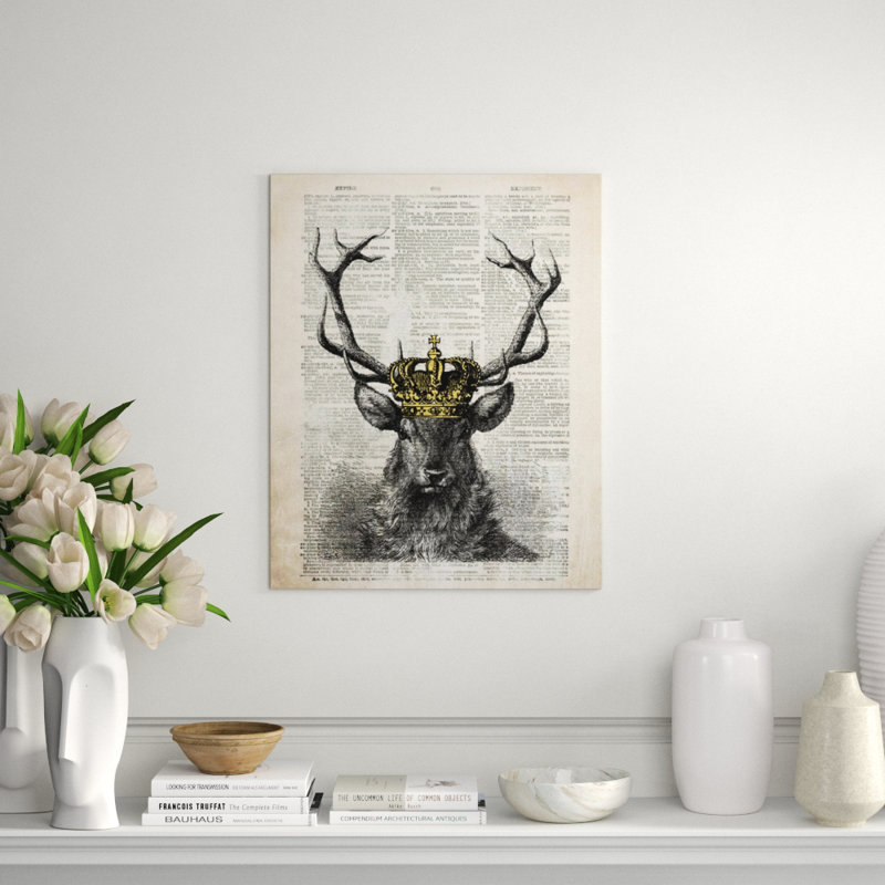 Hipster Deer Print by Michelle Bennett, Glass Coat