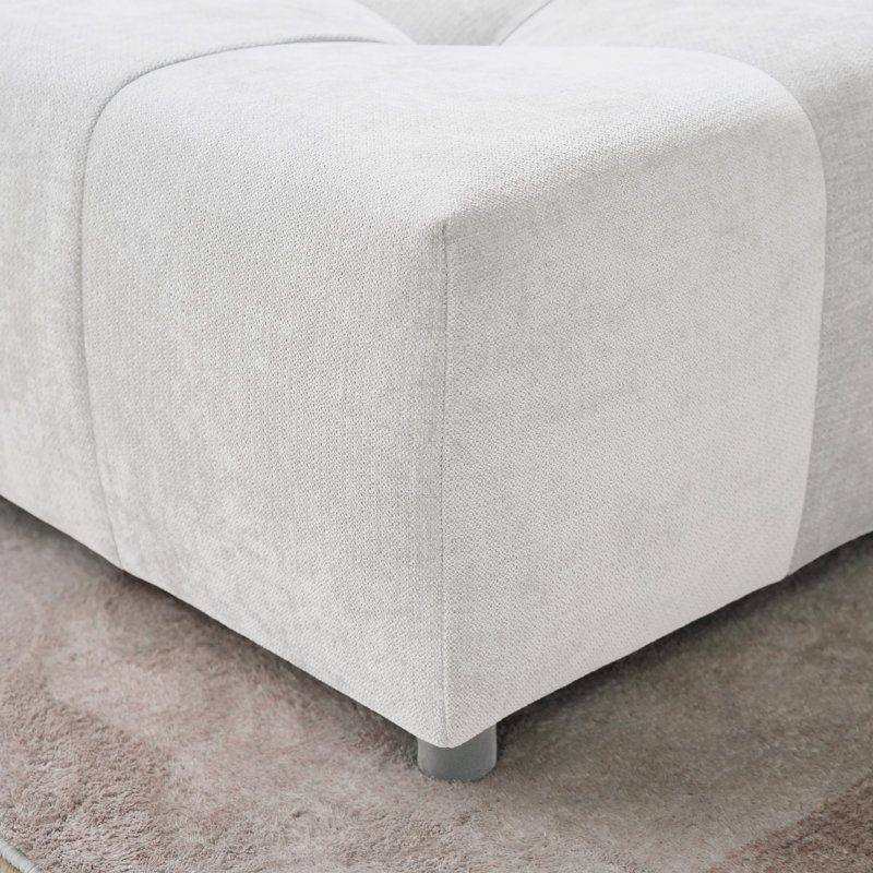 Chaise rembourrée en tissu de lin Kay, Blanc