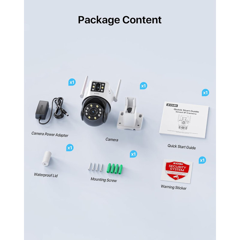 C298 4MP Dual-Lens Plug-in WiFi 360° PTZ Telephoto Outdoor Security Camera, 2-Way Talk