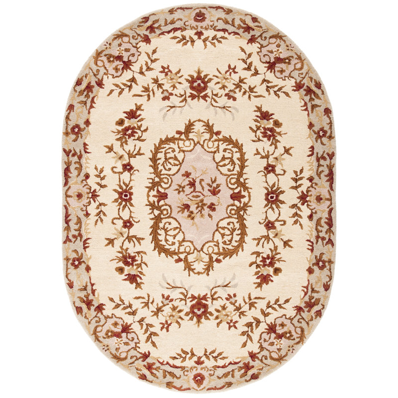 Tosca Classic Hand Tufted Wool Floral Rug, Oval 7'6" x 9'6"