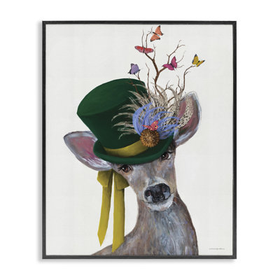 Deer with Butterfly Hat Giclee Art by Kamdon Kreations