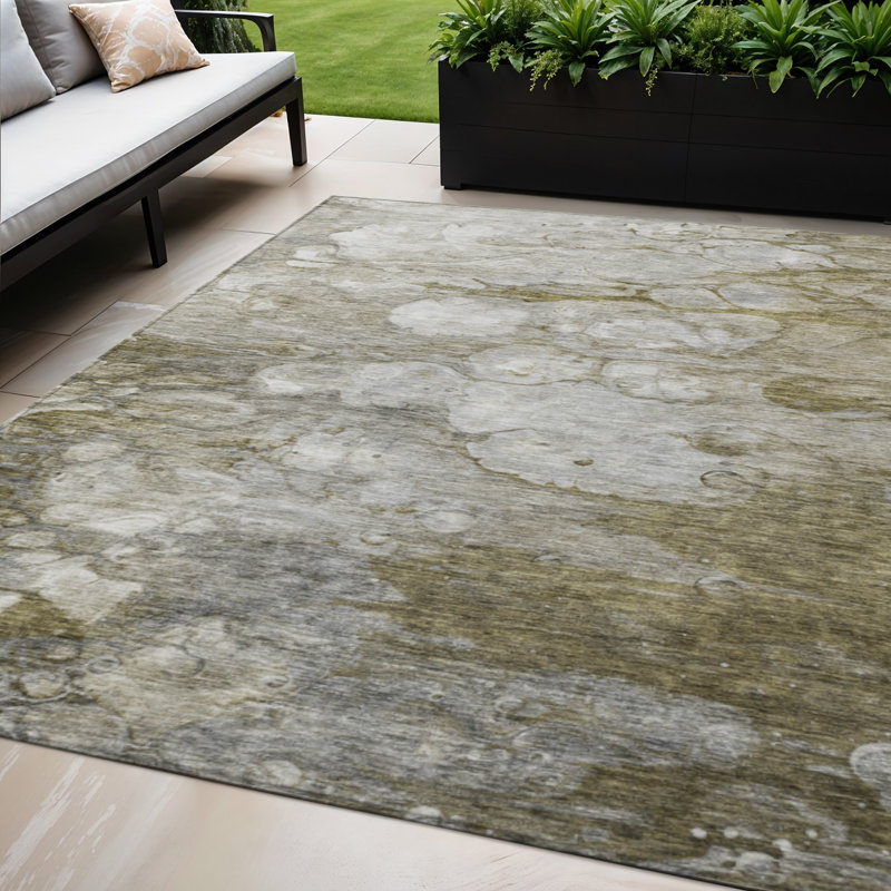 Tapis intérieur lavable abstrait taupe brun 8 pi x 10 pi