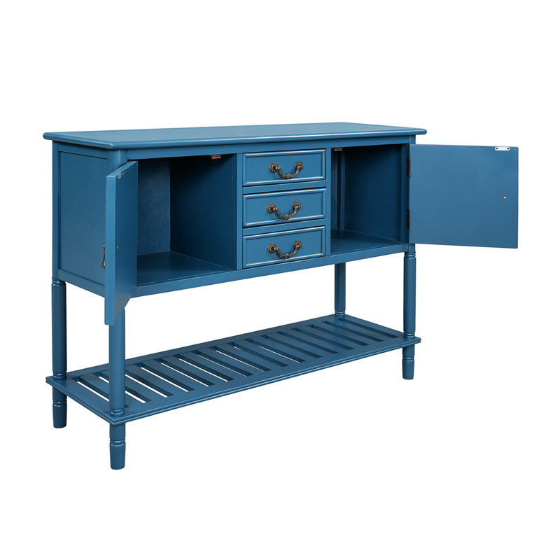 Console en bois massif 34,22 po Gowans, Bleu marine