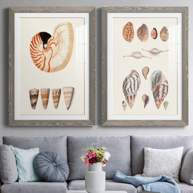 Toile encadrée IP Shell de la collection Shell - prête à être accrochée, H 43,5 po x l 31,5 po x P 1 po, Cadre en papier gris