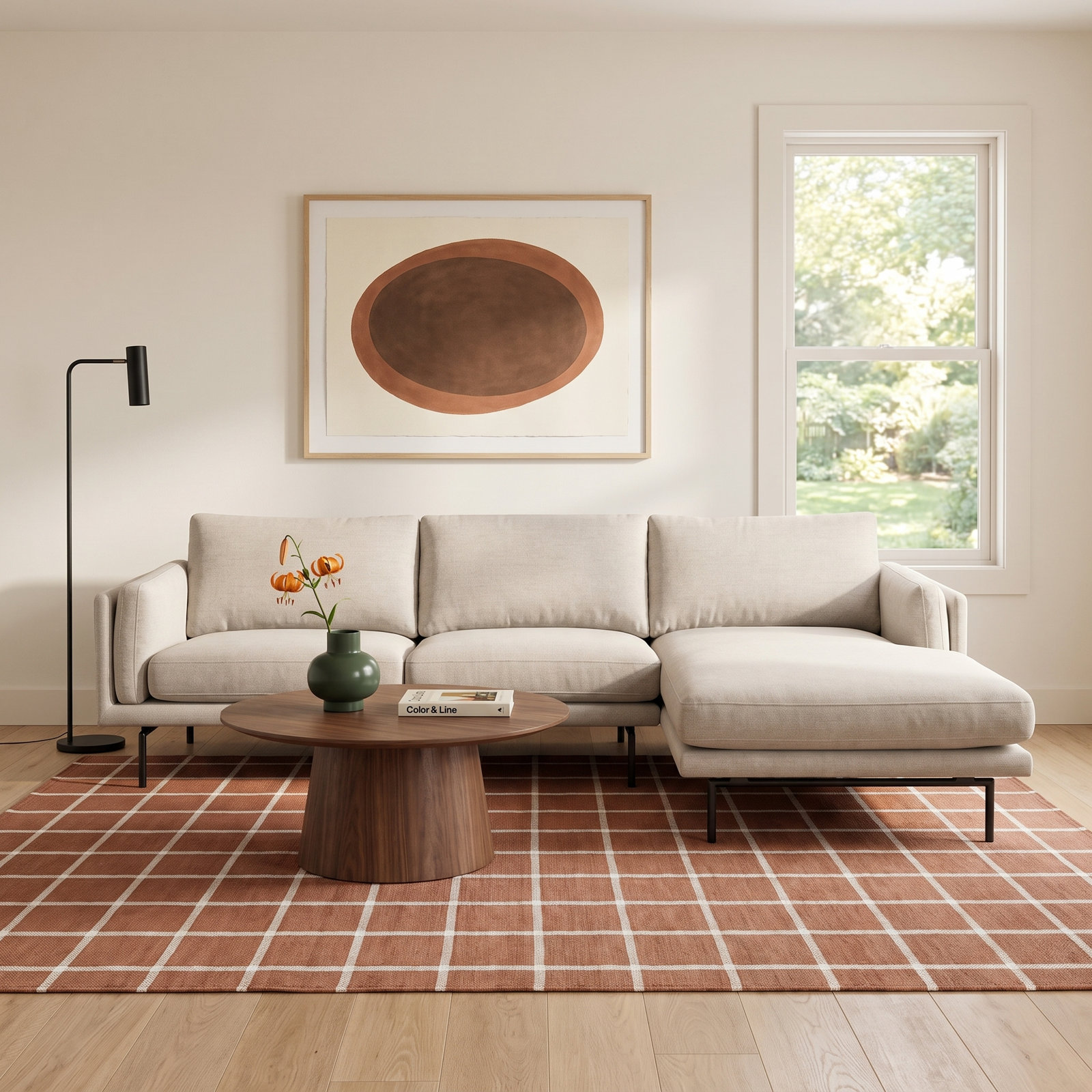 Elenora Upholstered Chaise L-Sectional, Beige Performance