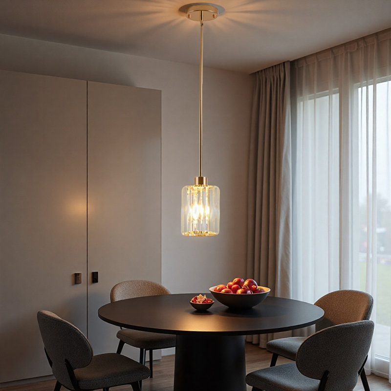 Mini luminaires suspendus modernes en cristal avec lustres réglables et luminaires suspendus inclinés à DEL avec petits cristaux en verre pour îlot de cuisine, salle de bain, salle à manger, couloir, bar 1 pièce (or)