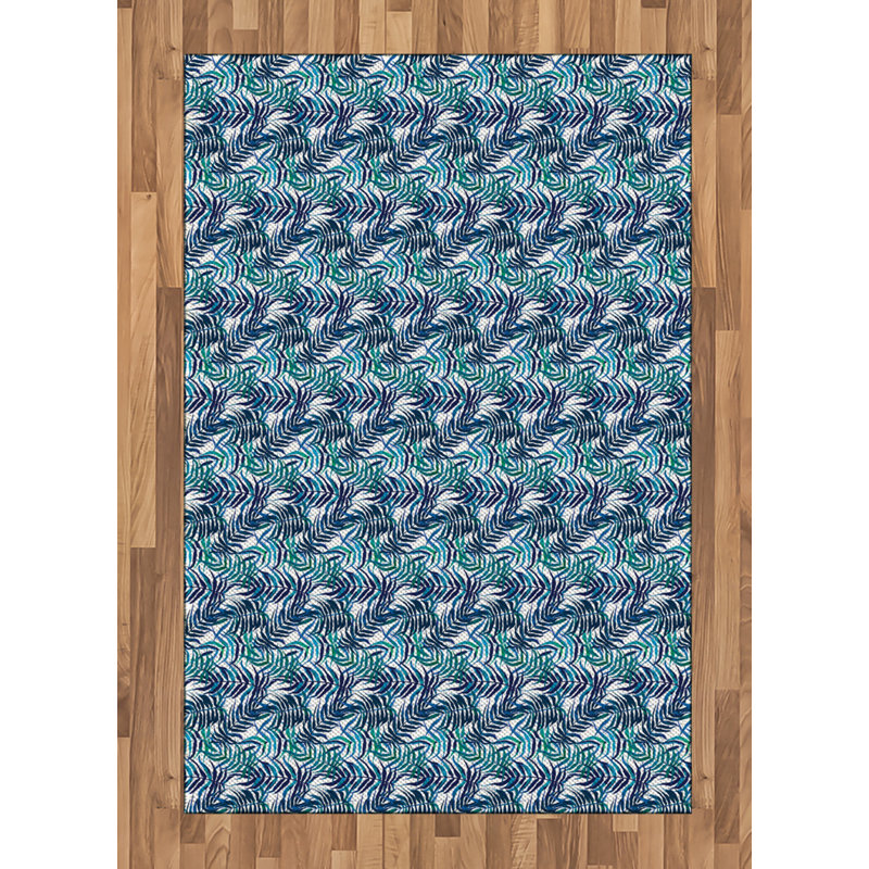 Palm Leaf High Density Long Fiber Poly Threads Decorative Area Rug Carpet, Rectangle 4' x 5'8"