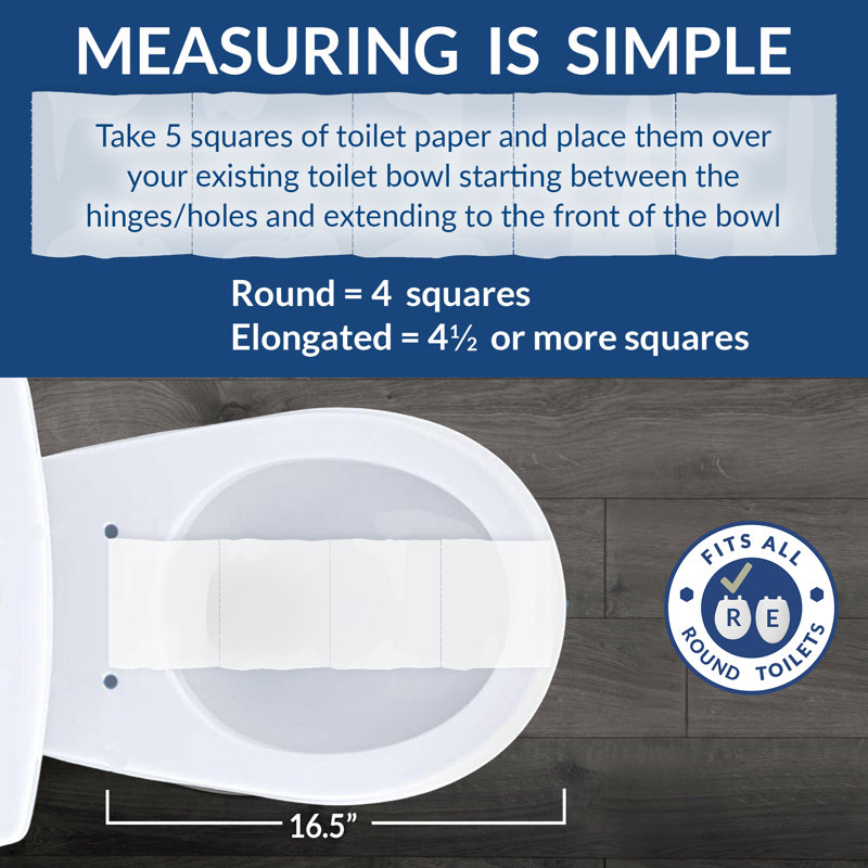Cassel Round Slow Close Toilet Seat, Easy Clean, Non Slip Premium Wood Seat, Easy Install, White