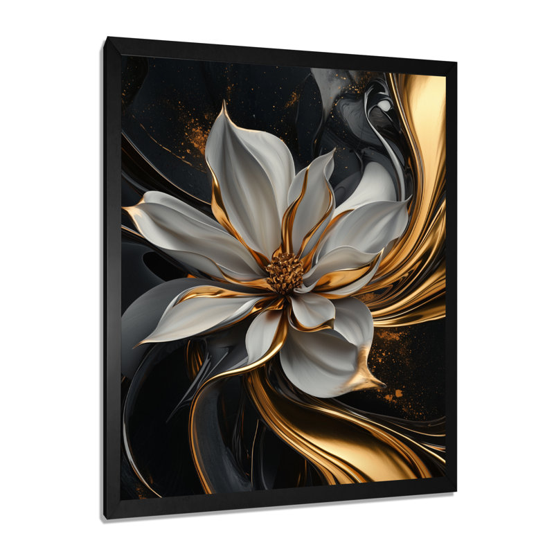 Mollie - art mural floral, Noir, H 20 po x l 12 po, Reproduction encadrée d'une seule photo