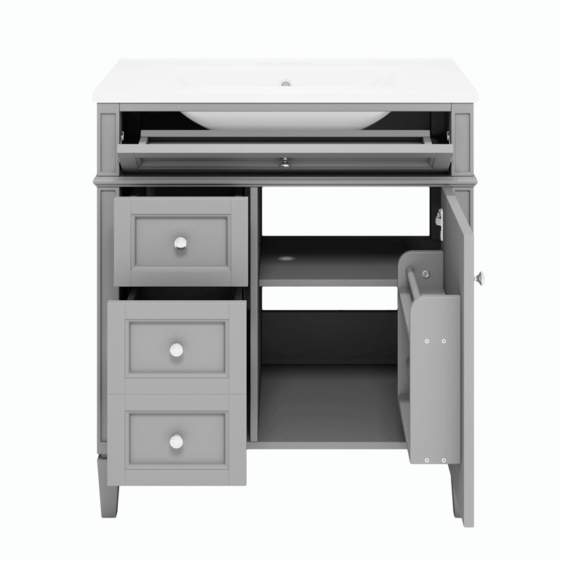 30'' Bathroom Vanity with Top Sink, Gray