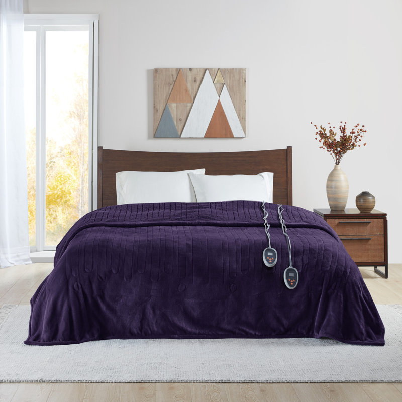 Très grande couverture chauffante ultra-douce chauffée, Très grand, Mauve