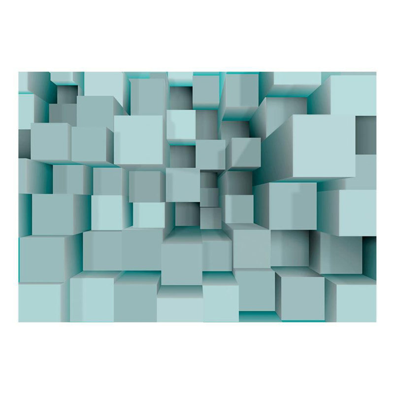 Ammiel 3D Abstract Blocks Wall Mural, 110" L x 157" W, Blue, Traditional Unpasted