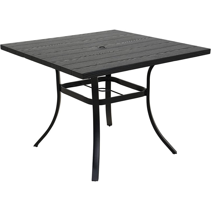 Square Metal Outdoor Dining Table With Umbrella Hole , 93.5cm cm W 93.5cm cm D