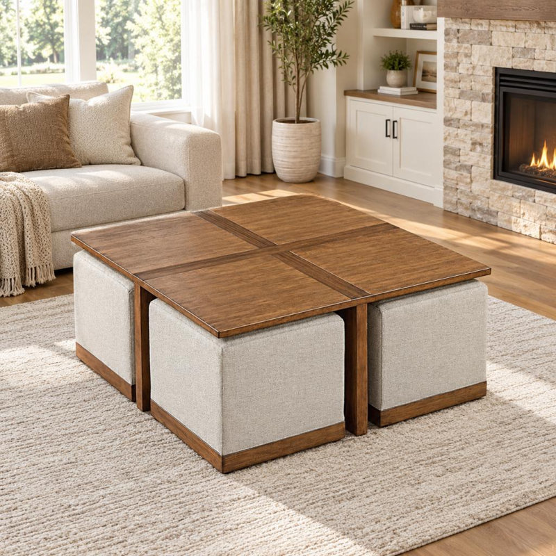 Solid Wood Top Nesting Cocktail Table