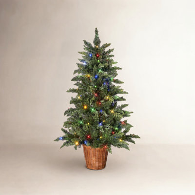 Potted 4' Pre-Lit Pine Potted Christmas Tree