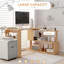 Bureau d'angle en L, bureau à domicile rotatif à 360 degrés avec tablettes de rangement, table d'écriture pour la maison