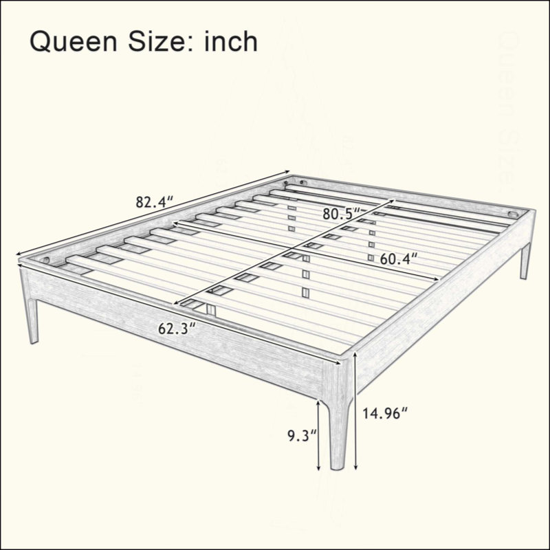 High Solid Dry Bamboo Wood Platform Bed Frame, With Wood Slat Metal Support, Modern & Minimalist Style, No Box Spring Needed, Easy Assembly