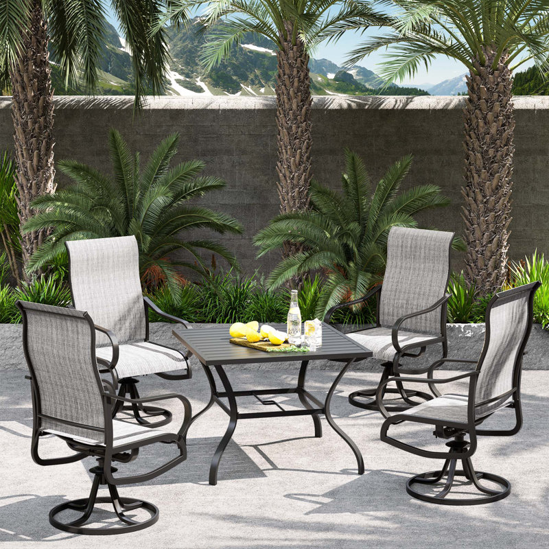 Ensemble repas pour 4 personnes Lindie, Gris clair, L 38 po x l 38 po x H 29 po
