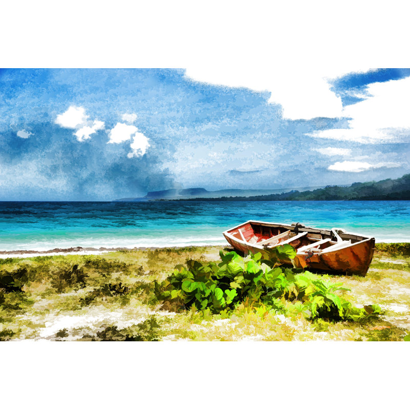 Old Fishing Boat - Wrapped Canvas Painting, 51cm H x 76cm W x 3.8cm D