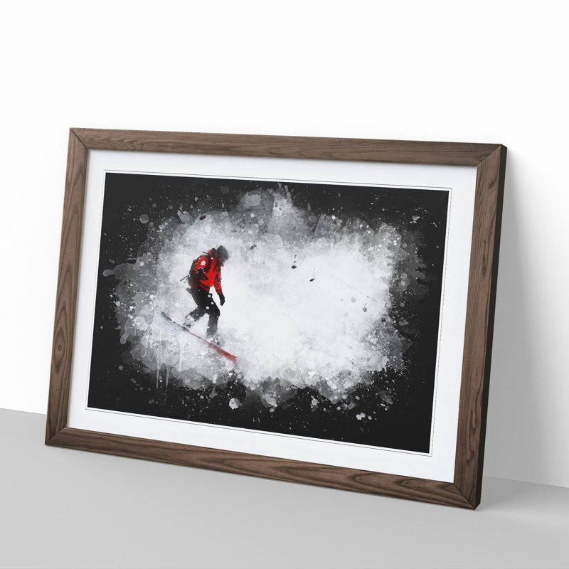 Snowboarding - Single Picture Frame Print on Wood, 65cm H x 90cm W x 2cm D, Walnut Framed
