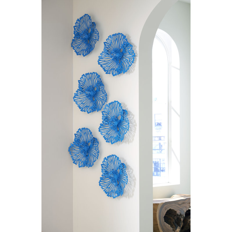 Flower Wall Art Extra Small Metal, Blue