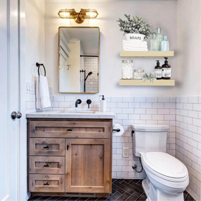 Bathroom Shelves Floating Shelves for Wall Shelf Over Toilet Small Wall Mounted Farmhouse Decor 16 inch Set of 2, Natural