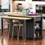 Îlot de cuisine noir de 47 po avec table de salle à manger extensible, table en placage de bois d'hévéa avec support de rangement interne et prise de courant, 2 tiroirs et 2 armoires de rangement-1599651136