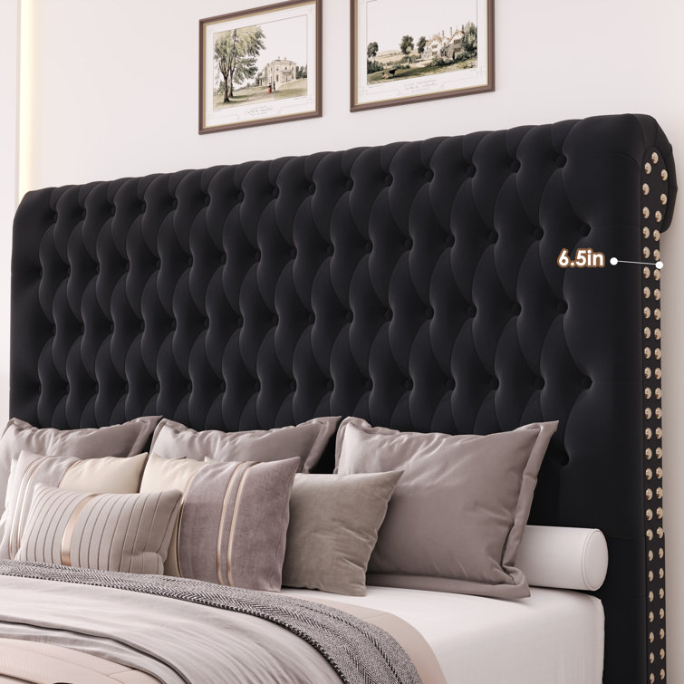 Kanisha Upholstered Storage Bed with Button Tufted Flannel Headboard, 4 Drawers