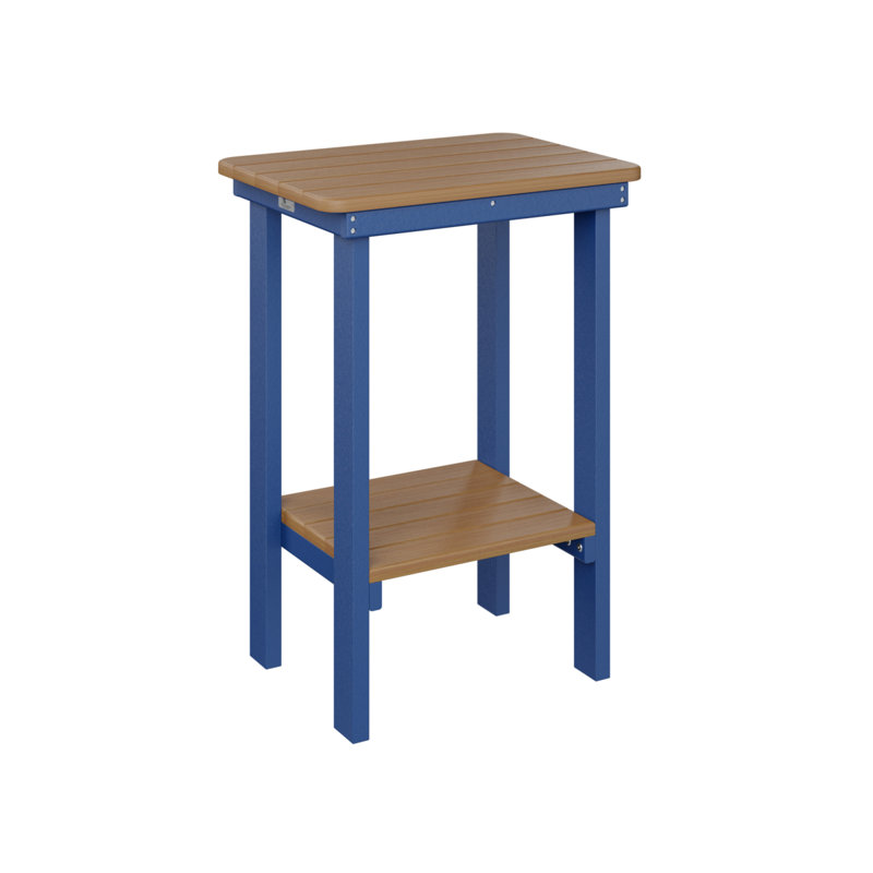 Berlin Gardens Rectangular End Counter Table, Pacific Blue, Natural Teak