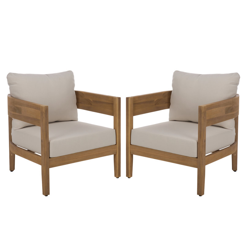 Ensemble de 2 chaises de patio Kaiiden, Oak / Ivory Black