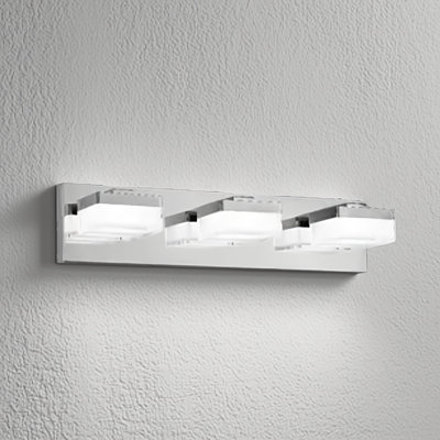 18" Modern Chrome 3-light Led Vanity Light, Minimalist Wall Sconce For Bathroom Mirror, Makeup Area (built-in Led)