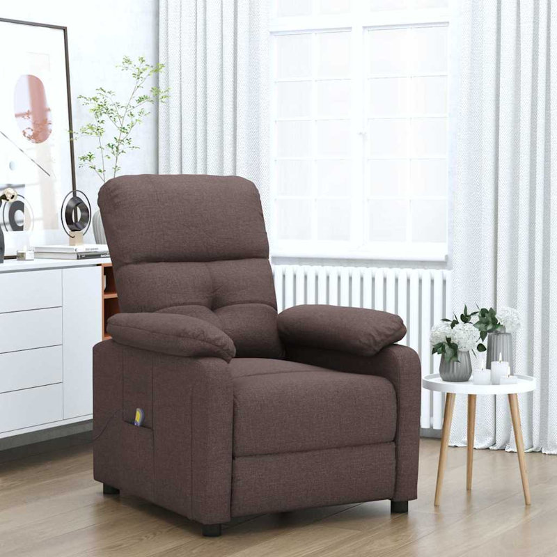 Fauteuil de massage réglable en tissu pour cinéma maison, Brun foncé