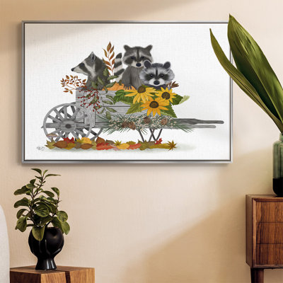 Raccoon Wheelbarrow, reproduction d'art sur toile