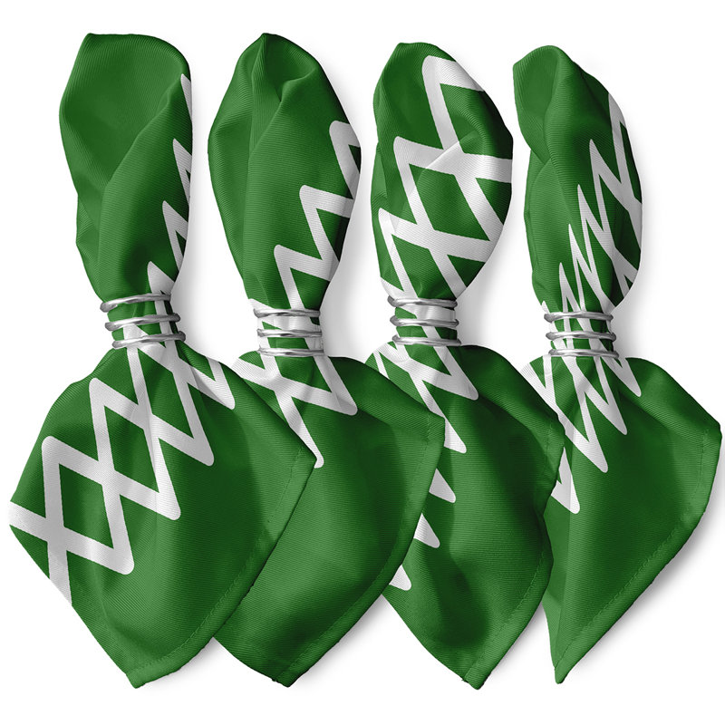 Serviette géométrique à lacets, L 18 po x L 18 po, Vert