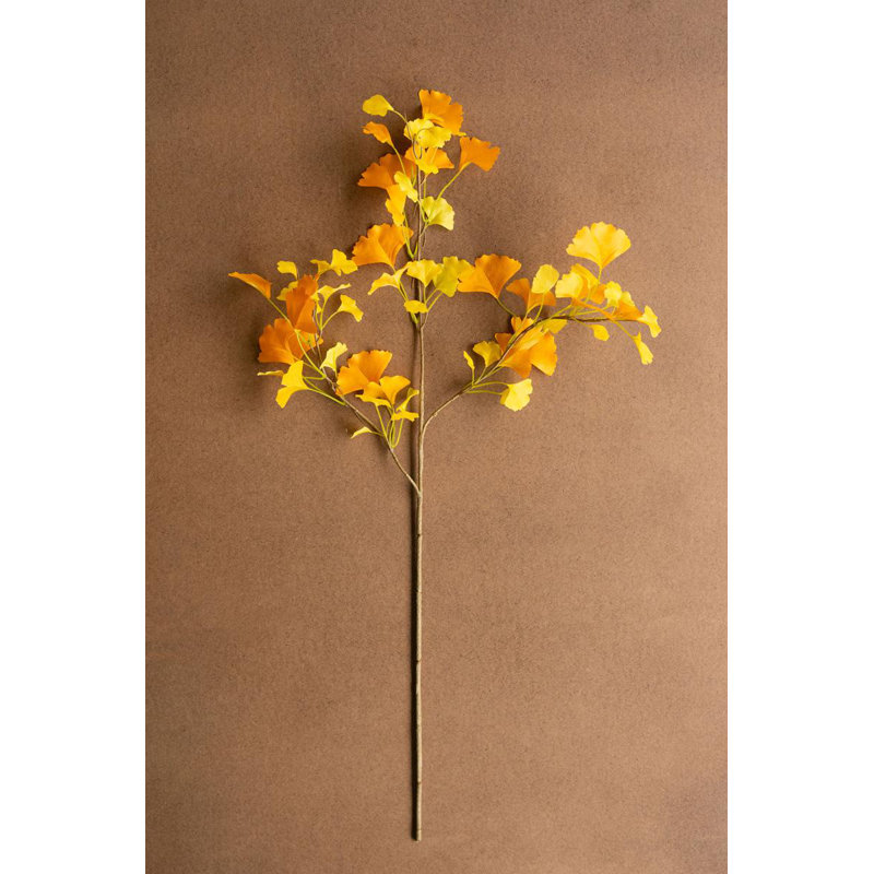  Tige de ginkgo artificiel doré - hauteur 38 po (ensemble de 6)
