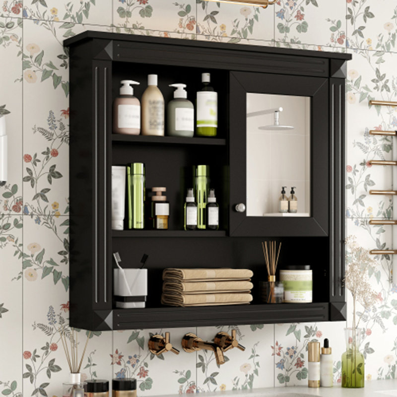 Armoire murale de salle de bain avec miroir, Noir