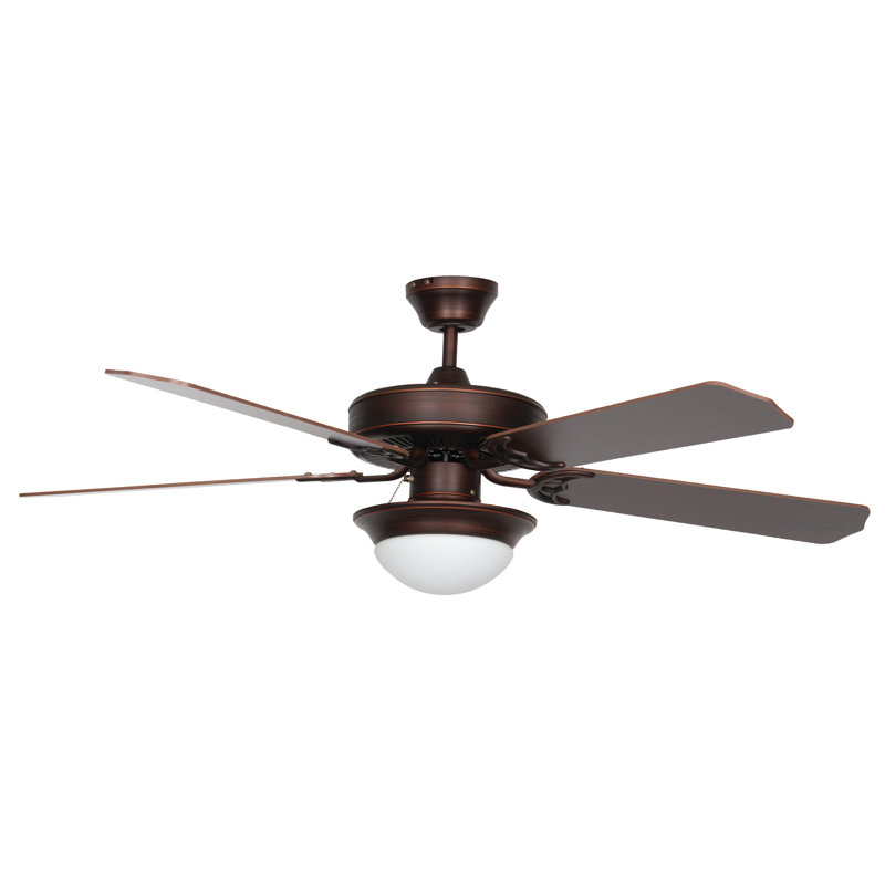 Ventilateur de plafond à 5 pales de 52 po avec ensemble d'éclairage DEL Mojave - Finition bronze avec pales bronze - Chaîne à tirer