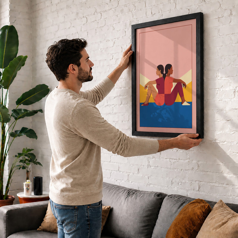Back to Back Modern - Framed Print, Unframed, A4 - 29.7 x 21.0 cm