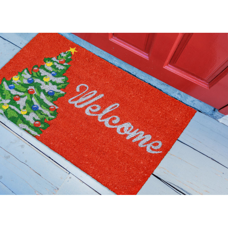 Fluellen Non-Slip Christmas Indoor Doormat, Red