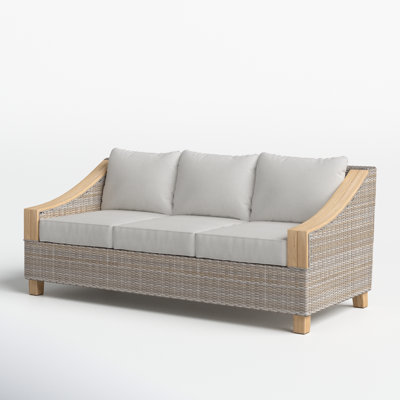 Carlton 78'' High-Density Polyethylene (HDPE) Wicker Outdoor Patio Sofa with Sunbrella® Cushions