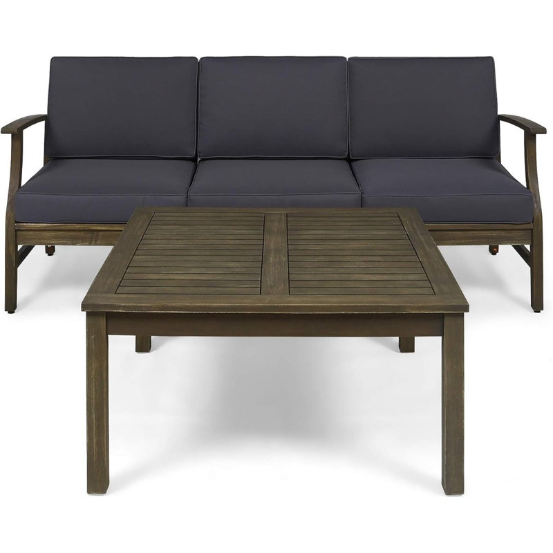 Ensemble de canapé 3 places et table Perla, gris foncé