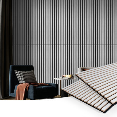 4Pièces de 23,6 po x 47,24 po à lambris d'aspect bois, panneaux muraux insonorisés 3D (31 pieds carrés / caisse)