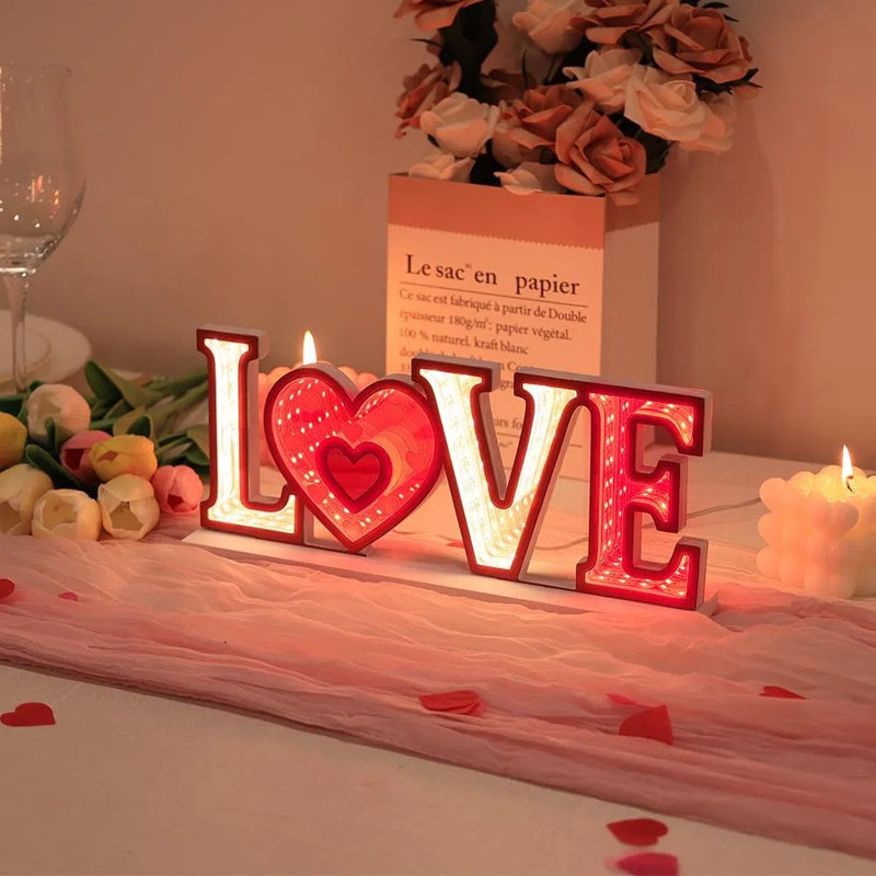 Veilleuse à miroir pour la Saint-Valentin avec miroir Infinity