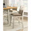 Chaises à hauteur de comptoir de 2, siège en tissu texturé gris, structure en bois, 2 sièges de style champêtre, siège et dossier rembourrés, fabrication