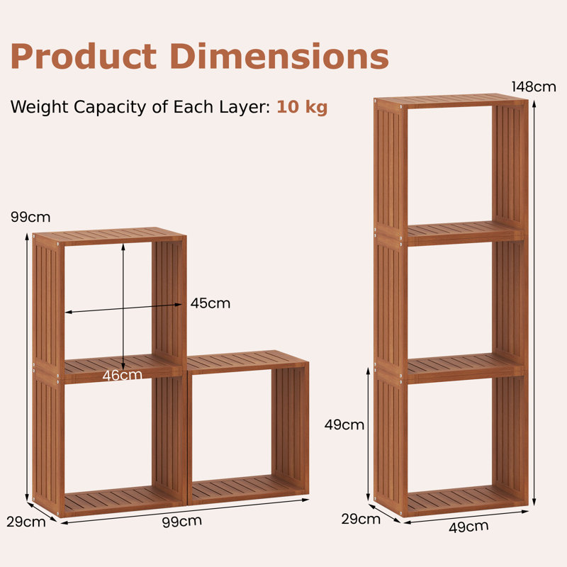 49cm H x 49cm W Solid Wood Cube Bookcase