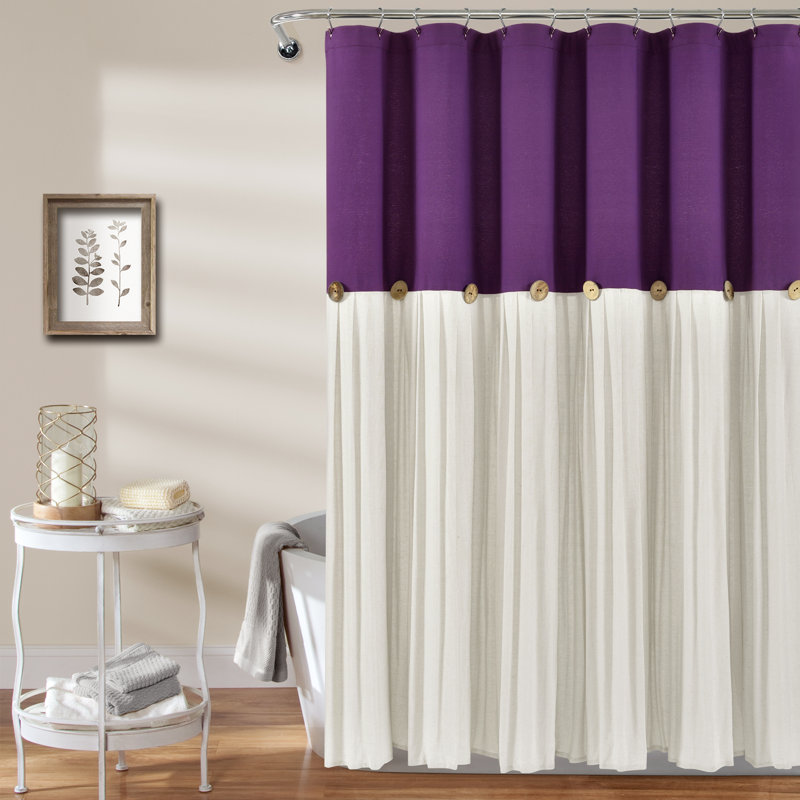 Ruya Polyester Blend Shower Curtain, 183cm W x 183cm L, Purple/White