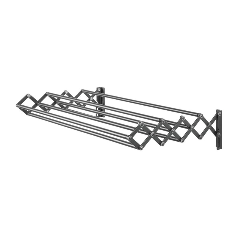 White Steel Wall Mount Accordion Clothes Drying Rack
